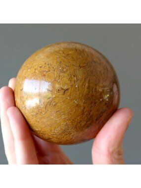 Calligraphy Jasper Sphere Miriam Script Stone Elephant Brown Crystal Ball India